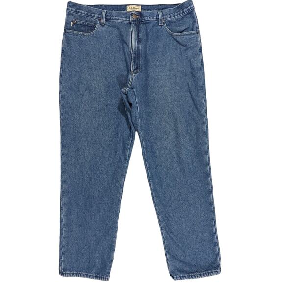 L.L. Bean Tapered Jeans Men Size 42x32 Fleece Lined Heavy Duty Denim 100% Cotton - Picture 1 of 12